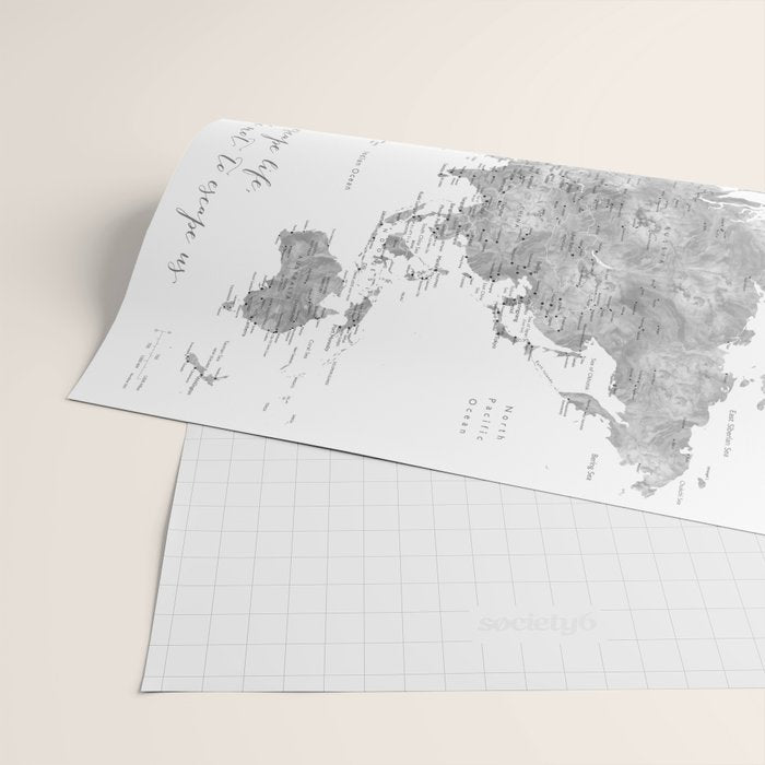 We travel not to escape life grayscale world map Wrapping Paper Gallery Image 2