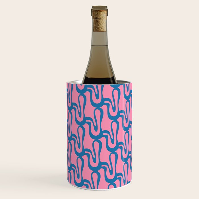 Pop Wiggle Contemporary Abstract Pattern in Pink and Blue Wine Chiller Gallery Image 3