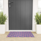 Pop Wiggle Contemporary Abstract Pattern in Pink and Blue Welcome Mat Gallery Image 3