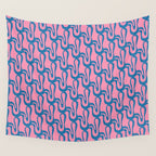 Pop Wiggle Contemporary Abstract Pattern in Pink and Blue Wall Tapestry Gallery Image 4