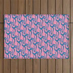 Pop Wiggle Contemporary Abstract Pattern in Pink and Blue Outdoor Rug Gallery Image 1