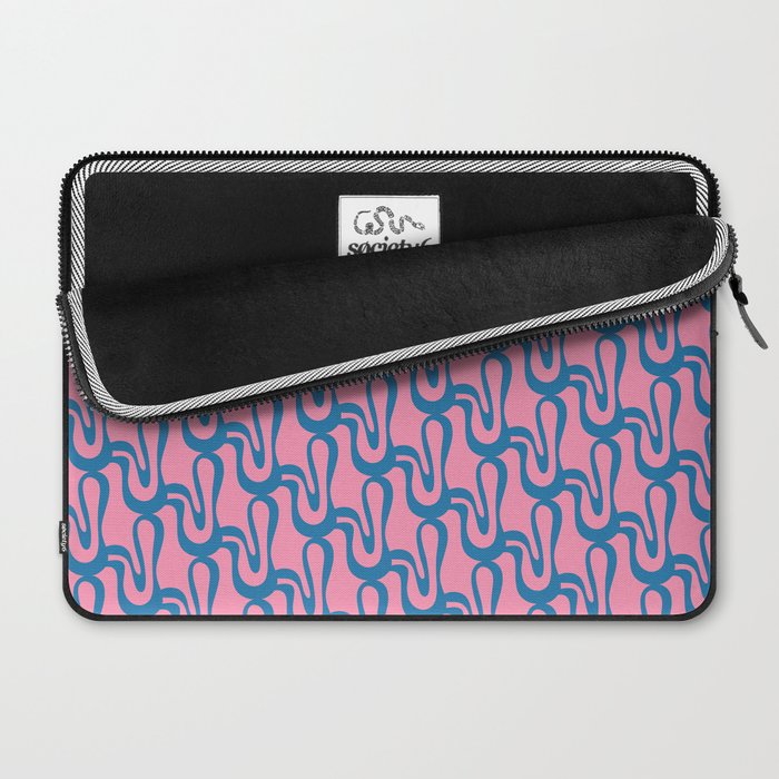 Pop Wiggle Contemporary Abstract Pattern in Pink and Blue Laptop Sleeve Gallery Image 2