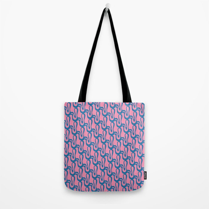 Pop Wiggle Contemporary Abstract Pattern in Pink and Blue Tote Bag Gallery Image 2