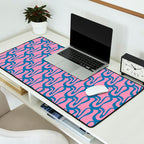 Pop Wiggle Contemporary Abstract Pattern in Pink and Blue Desk Mat Gallery Image 2