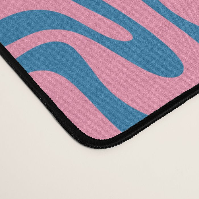 Pop Wiggle Contemporary Abstract Pattern in Pink and Blue Desk Mat Gallery Image 4
