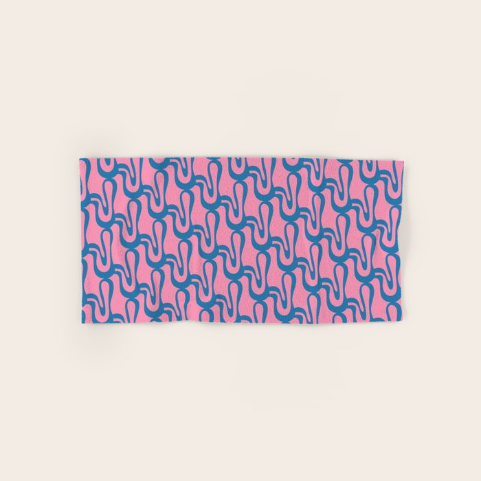 Pop Wiggle Contemporary Abstract Pattern in Pink and Blue Bath Towel Gallery Image 1