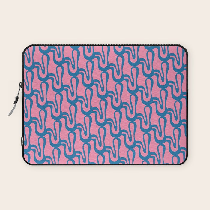 Pop Wiggle Contemporary Abstract Pattern in Pink and Blue Laptop Sleeve Gallery Image 1