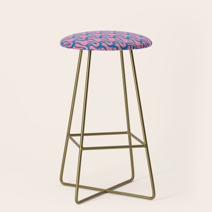 Pop Wiggle Contemporary Abstract Pattern in Pink and Blue Stool Gallery Image 2
