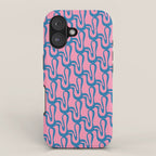 Pop Wiggle Contemporary Abstract Pattern in Pink and Blue iPhone Case Gallery Image 1
