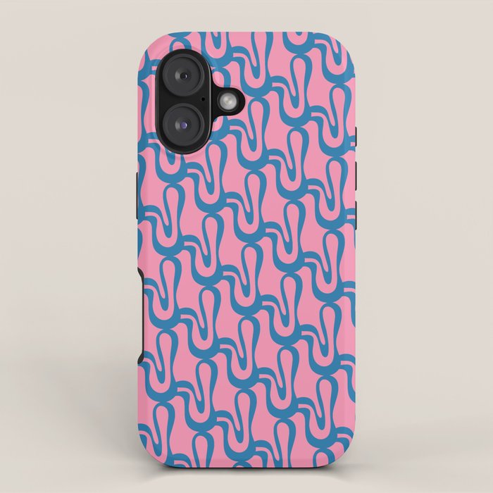 Pop Wiggle Contemporary Abstract Pattern in Pink and Blue iPhone Case Gallery Image 1