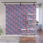 Pop Wiggle Contemporary Abstract Pattern in Pink and Blue Wall Mural Gallery Image 1