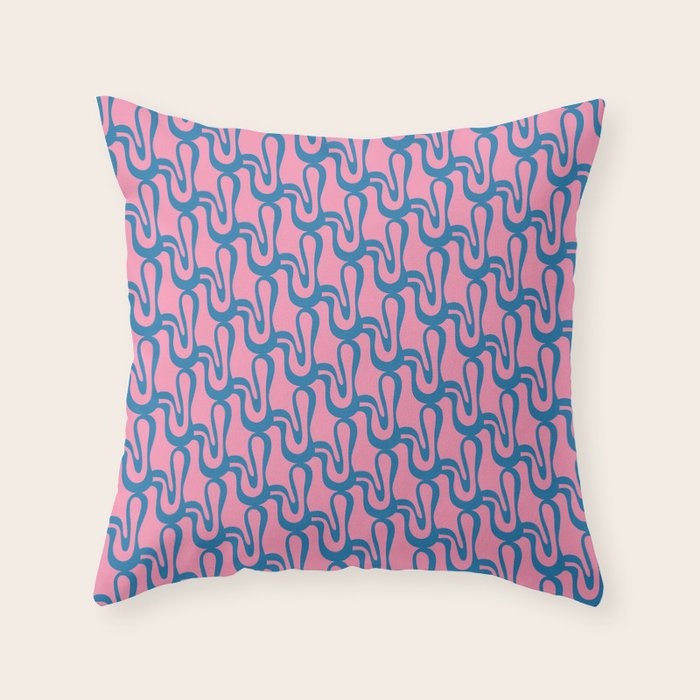 Pop Wiggle Contemporary Abstract Pattern in Pink and Blue Throw Pillow Gallery Image 1