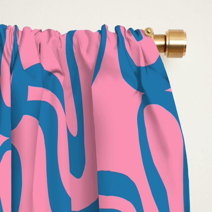 Pop Wiggle Contemporary Abstract Pattern in Pink and Blue Window Curtain Gallery Image 2