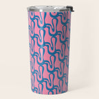 Pop Wiggle Contemporary Abstract Pattern in Pink and Blue Travel Mug Gallery Image 2