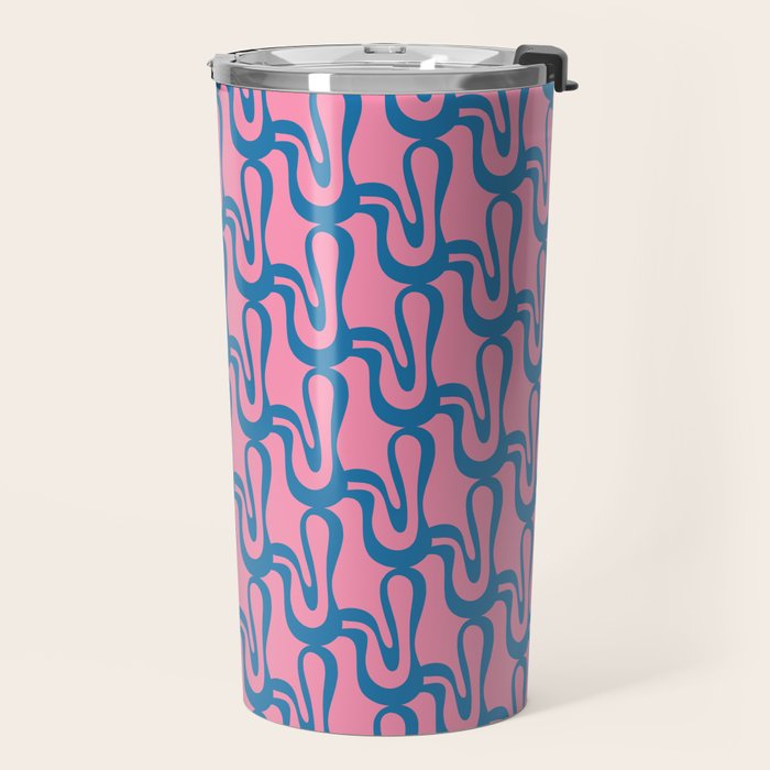 Pop Wiggle Contemporary Abstract Pattern in Pink and Blue Travel Mug Gallery Image 2