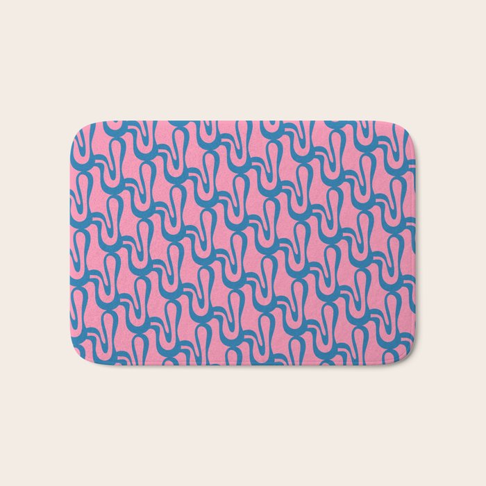 Pop Wiggle Contemporary Abstract Pattern in Pink and Blue Bath Mat Gallery Image 1