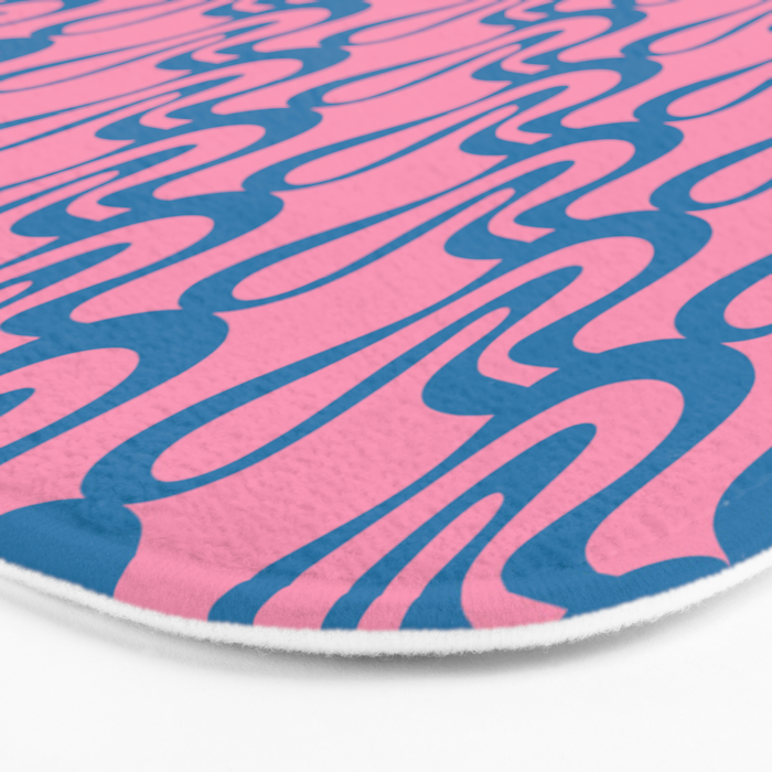 Pop Wiggle Contemporary Abstract Pattern in Pink and Blue Bath Mat Gallery Image 3