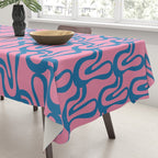 Pop Wiggle Contemporary Abstract Pattern in Pink and Blue Tablecloth Gallery Image 3