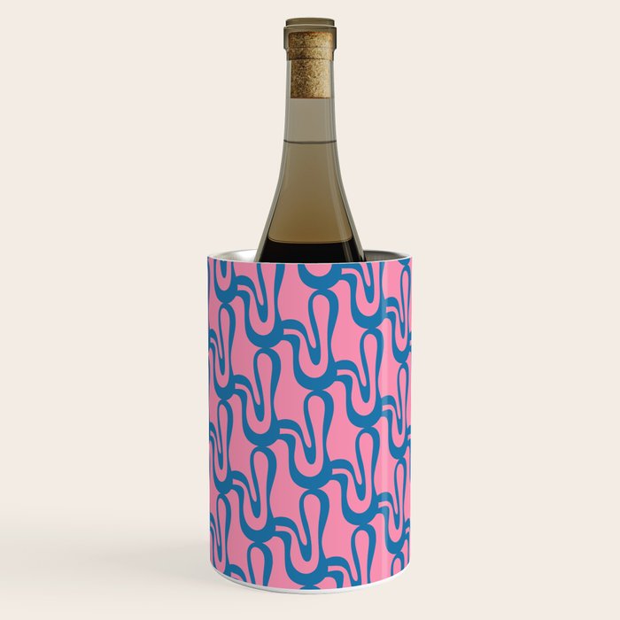 Pop Wiggle Contemporary Abstract Pattern in Pink and Blue Wine Chiller Gallery Image 2