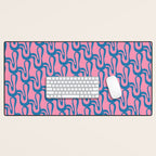 Pop Wiggle Contemporary Abstract Pattern in Pink and Blue Desk Mat Gallery Image 1