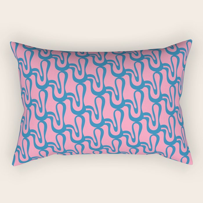 Pop Wiggle Contemporary Abstract Pattern in Pink and Blue Rectangular Pillow Gallery Image 1