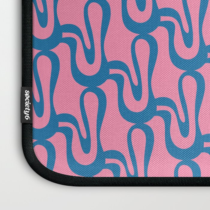 Pop Wiggle Contemporary Abstract Pattern in Pink and Blue Laptop Sleeve Gallery Image 3
