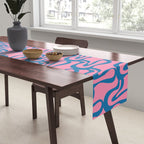 Pop Wiggle Contemporary Abstract Pattern in Pink and Blue Table Runner Gallery Image 2