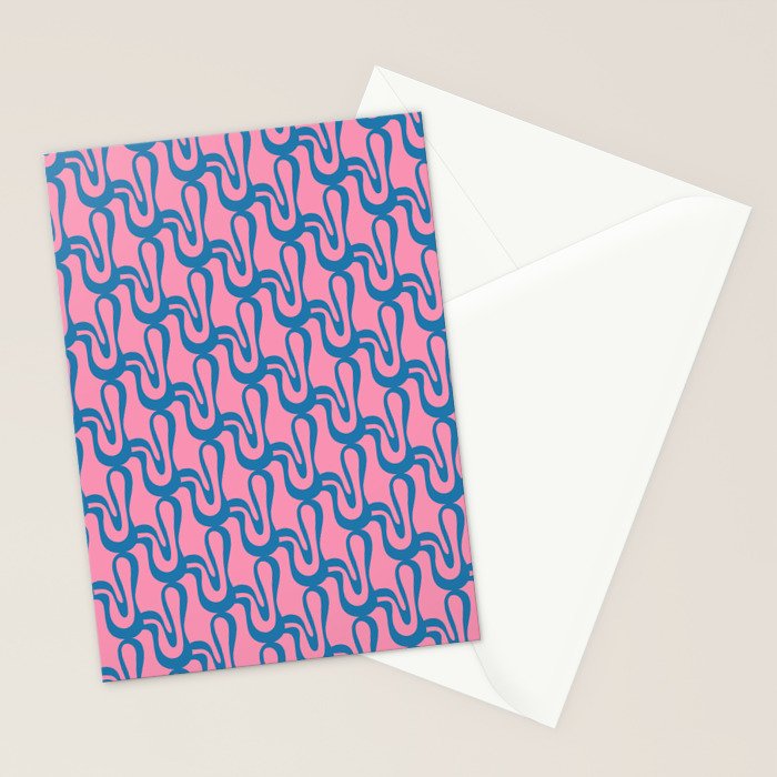Pop Wiggle Contemporary Abstract Pattern in Pink and Blue Stationery Card Gallery Image 2