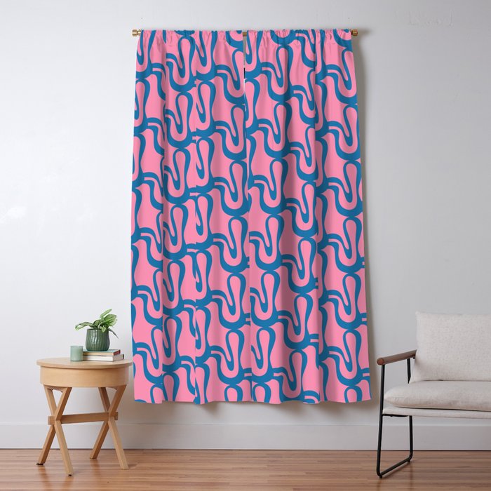 Pop Wiggle Contemporary Abstract Pattern in Pink and Blue Window Curtain Gallery Image 5