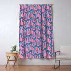 Pop Wiggle Contemporary Abstract Pattern in Pink and Blue Window Curtain Gallery Image 5