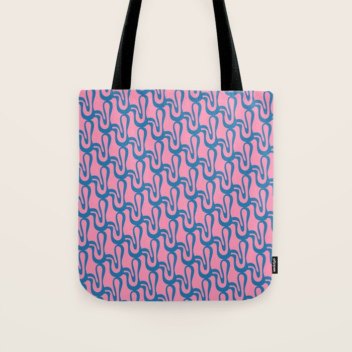 Pop Wiggle Contemporary Abstract Pattern in Pink and Blue Tote Bag Gallery Image 1