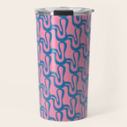 Pop Wiggle Contemporary Abstract Pattern in Pink and Blue Travel Mug Gallery Image 1