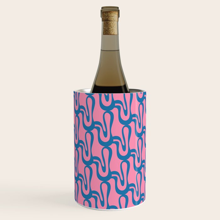 Pop Wiggle Contemporary Abstract Pattern in Pink and Blue Wine Chiller Gallery Image 1