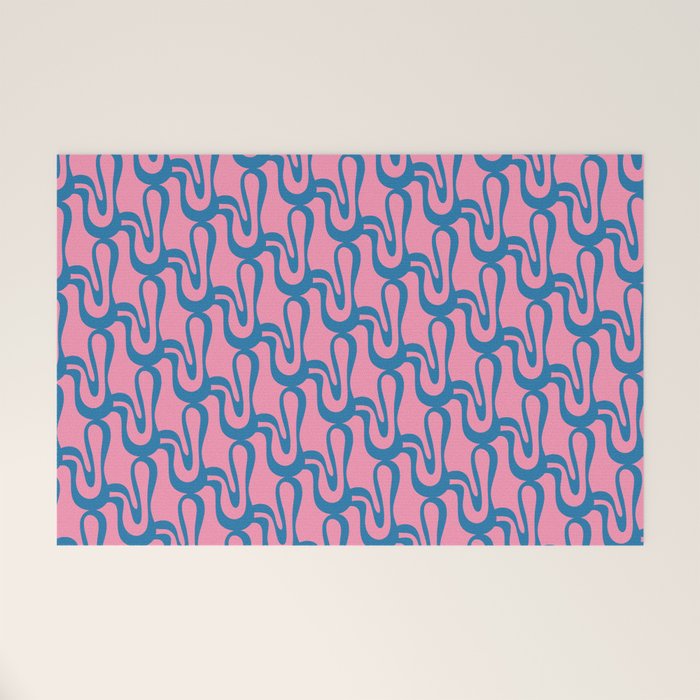 Pop Wiggle Contemporary Abstract Pattern in Pink and Blue Welcome Mat Gallery Image 1
