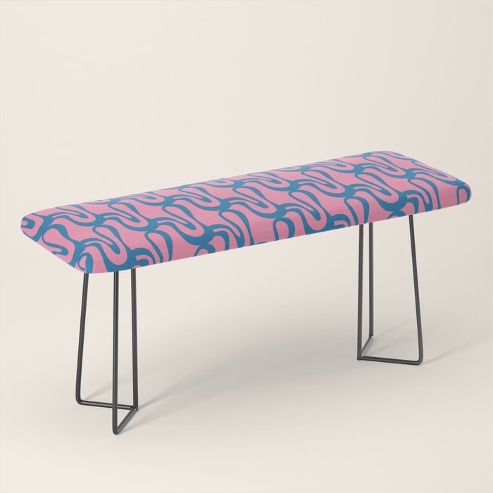 Pop Wiggle Contemporary Abstract Pattern in Pink and Blue Bench Gallery Image 1