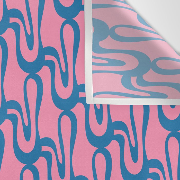 Pop Wiggle Contemporary Abstract Pattern in Pink and Blue Wall Tapestry Gallery Image 3