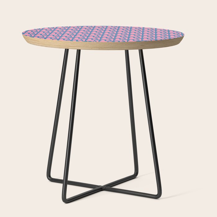 Pop Wiggle Contemporary Abstract Pattern in Pink and Blue Side Table Gallery Image 2