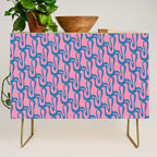 Pop Wiggle Contemporary Abstract Pattern in Pink and Blue Credenza Gallery Image 1