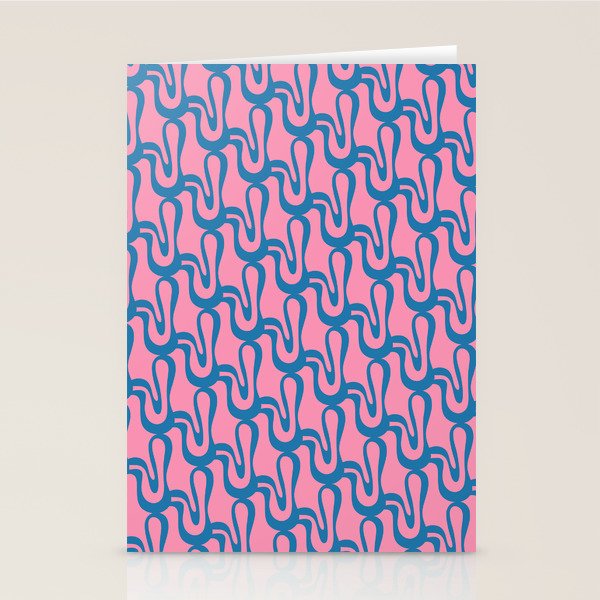 Pop Wiggle Contemporary Abstract Pattern in Pink and Blue Stationery Card Gallery Image 2