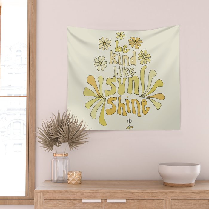 be kind like sunshine // retro surf art by surfy birdy Wall Tapestry Gallery Image 2