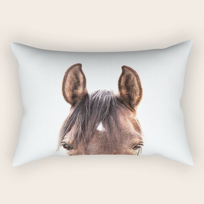 peekaboo horse, bw horse print, horse photo, equestrian, equestrian photo, equestrian decor Rectangular Pillow Gallery Image 2