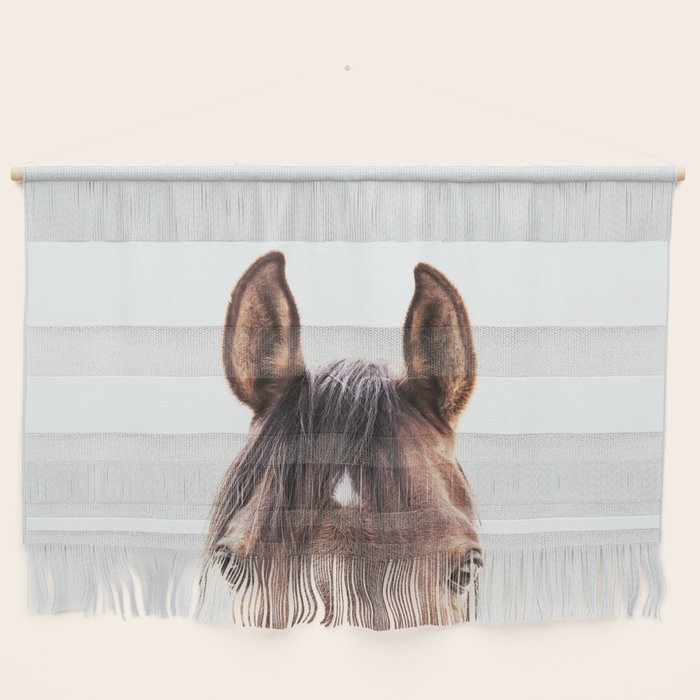 peekaboo horse, bw horse print, horse photo, equestrian, equestrian photo, equestrian decor Wall Hanging Gallery Image 1