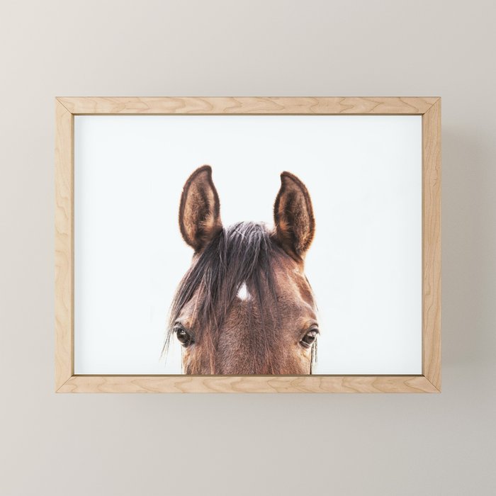 peekaboo horse, bw horse print, horse photo, equestrian, equestrian photo, equestrian decor Mini Art Print Gallery Image 1
