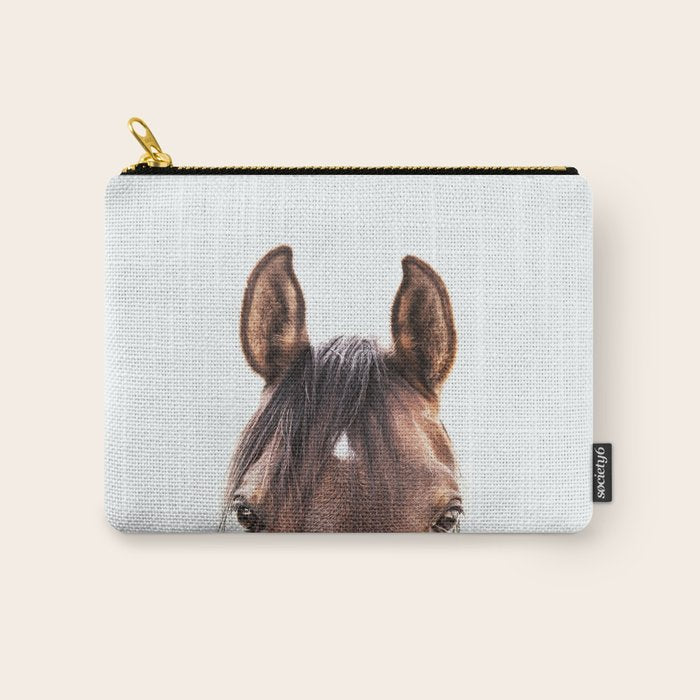 peekaboo horse, bw horse print, horse photo, equestrian, equestrian photo, equestrian decor Carry All Pouch Gallery Image 1