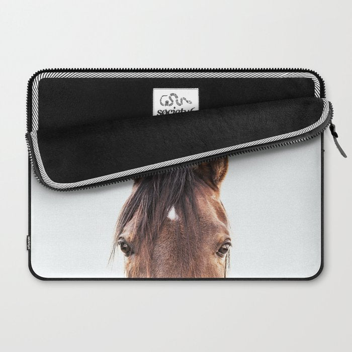 peekaboo horse, bw horse print, horse photo, equestrian, equestrian photo, equestrian decor Laptop Sleeve Gallery Image 2