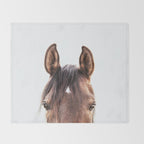 peekaboo horse, bw horse print, horse photo, equestrian, equestrian photo, equestrian decor Throw Blanket Gallery Image 2