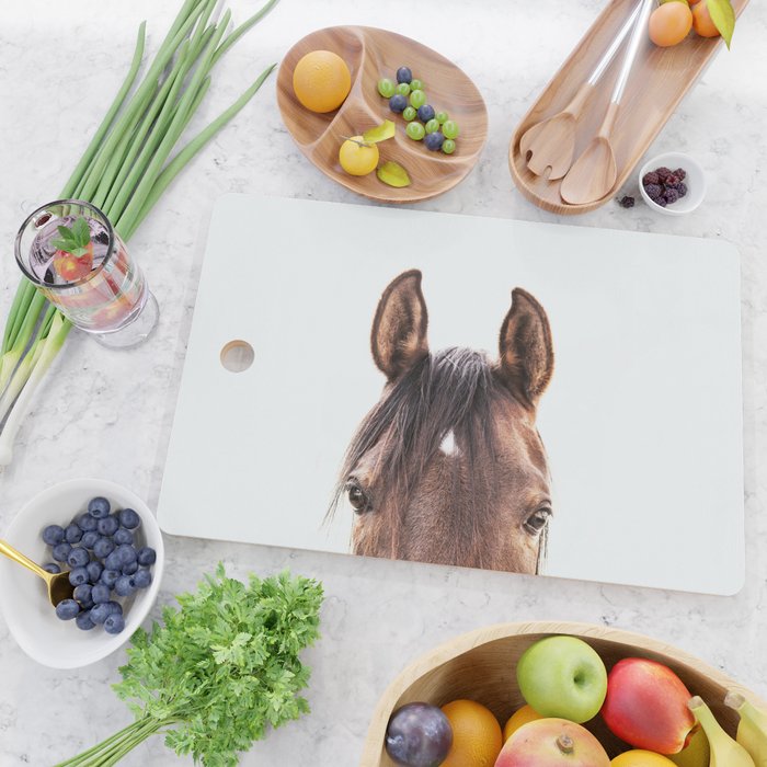 peekaboo horse, bw horse print, horse photo, equestrian, equestrian photo, equestrian decor Cutting Board Gallery Image 2
