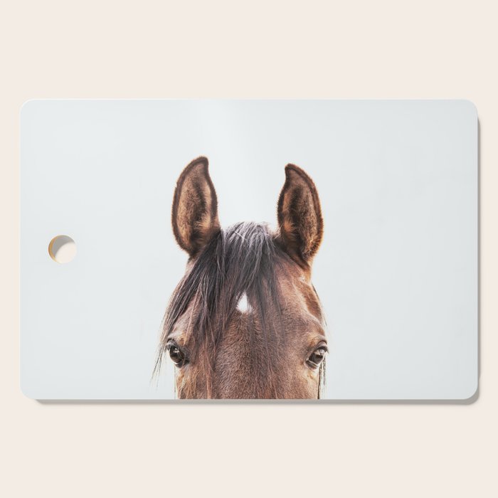 peekaboo horse, bw horse print, horse photo, equestrian, equestrian photo, equestrian decor Cutting Board Gallery Image 1