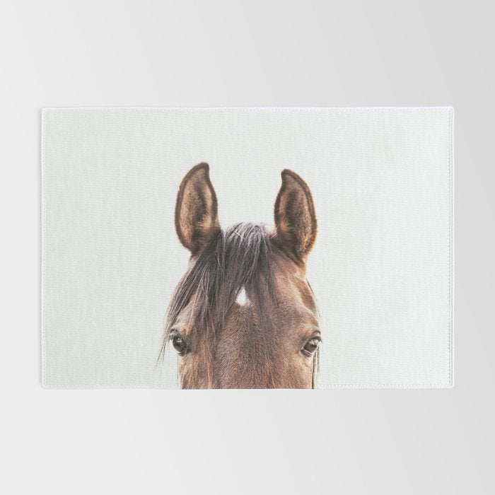 peekaboo horse, bw horse print, horse photo, equestrian, equestrian photo, equestrian decor Rug Gallery Image 2