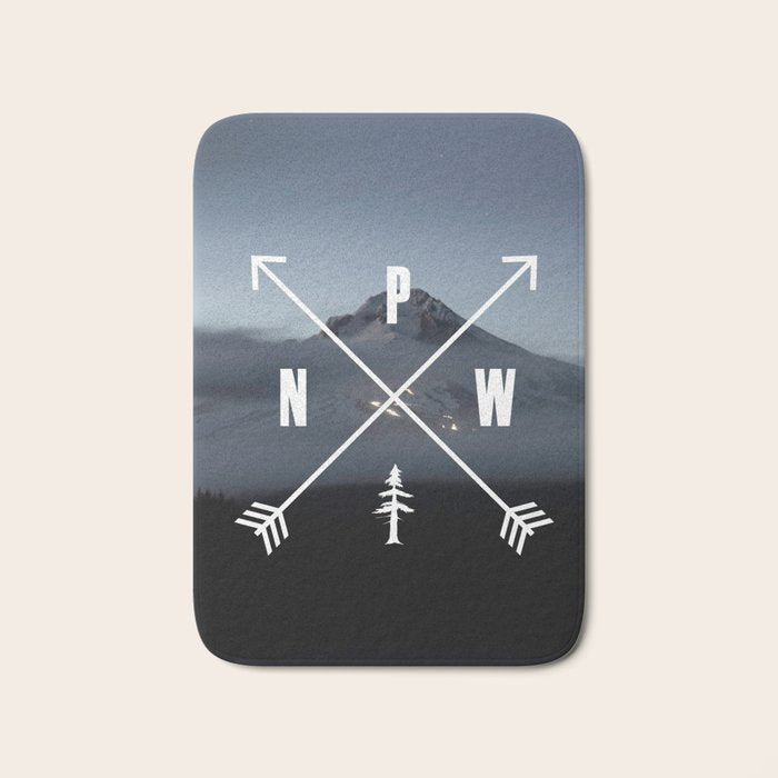 PNW Pacific Northwest Compass - Mt Hood Adventure Bath Mat Gallery Image 1